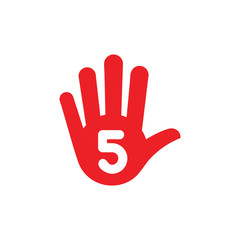 Obraz premium simple hand five finger stop symbol vector