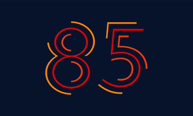 Number eighty five vector font alphabet, modern dynamic flat design with brilliant colorful for your unique elements design ; logo, corporate identity, application, creative poster & more 