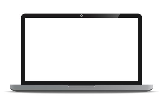 Laptop computer with blank white screen realistic icon for mockup user interface design isolated on white background