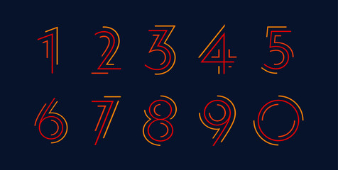 Number set vector font alphabet, modern dynamic flat design with brilliant colorful for your unique elements design ; logo, corporate identity, application, creative poster & more 