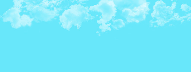 Cumulus clouds on a blue sky. The basis for the design. Rectangular composition. Illustration.