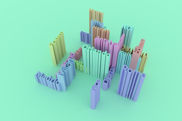 Travel destination keyword words cloud. For web page, graphic design, texture or background. 3D rendering.