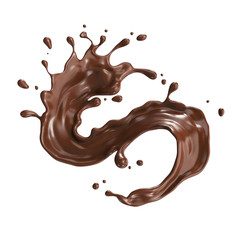 Chocolate Milk splash in shape of spiral and twist, 3d illustration.