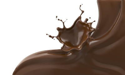 Chocolate ripple splash background, 3d rendering.