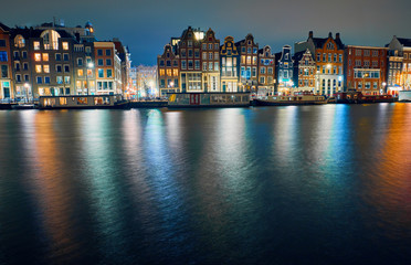 Obraz premium Amsterdam at night, the Netherlands.