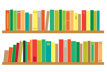 Shelf with various books. Vector illustration. © alina_polina