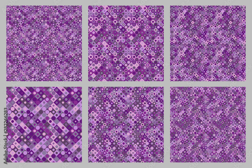 Poster geometrical circle mosaic pattern background set - seamless abstract vector graphic design