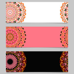 Horizontal floral mandala banner template set - abstract vector graphic elements