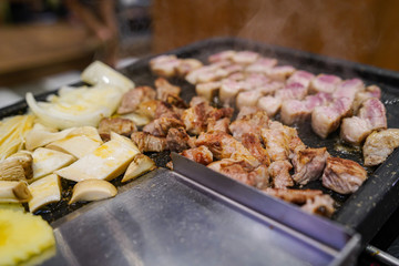 Roasted pork roasted on a pan