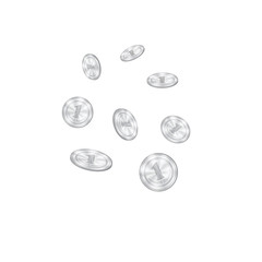 Realistic Silver Coins Falling from the Top. Grey Metal Money Isolated on White Background.