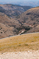 Turkey: the road to Nemrut Dagi, Mount Nemrut, on whose summit in 62 BCE King Antiochus I Theos of Commagene built a tomb-sanctuary flanked by huge statues of him and Greek, Armenian and Median gods