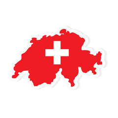 red Switzerland map and flag - vector illustration