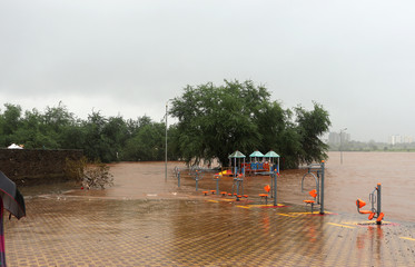 Open Gymkhana under flood water influence