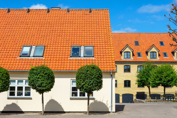 Beautiful house with an orange roof. Denmark. Copenhagen. Architecture.