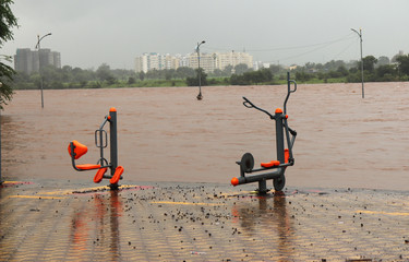 Open Gymkhana under flood water influence