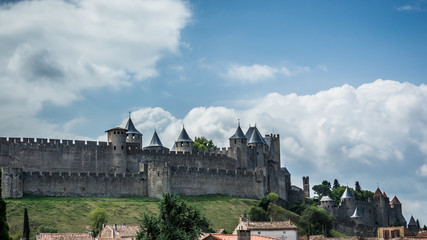 Obraz premium Foreshortening in the medieval citadel of Carcassonne, southern France