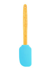 Silicone spatula with wooden handle on white background