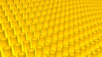 Bright colorful, dynamic and shiny solid rods floating in a wavy background.