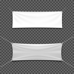 White mock up textile banners, isolated