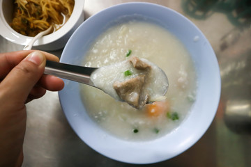 rice gruel, rice porridge or congee