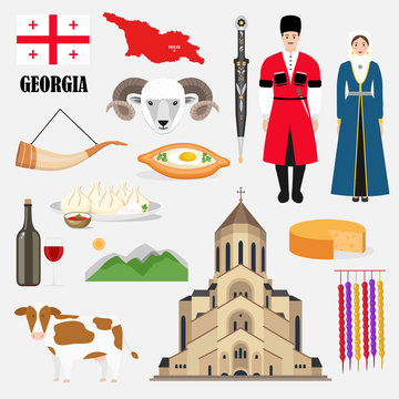 Georgian traditional symbols and sights set