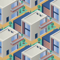 isometric small town with designer houses