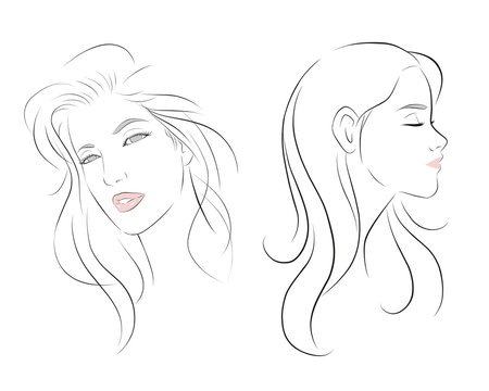 Premium Vector  Sketch girl  profile vector illustration a beautiful  young woman a stylish lady the model
