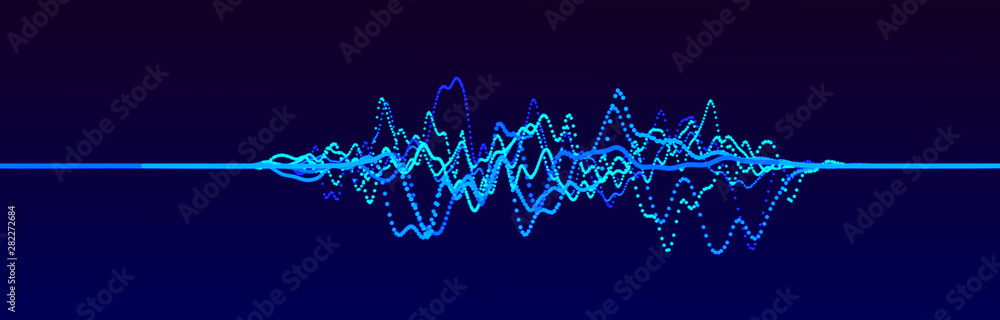 Poster sound wave element. abstract blue digital equalizer. big data visualization. dynamic light flow. 3d 