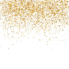 Gold sparkles on white background. 
