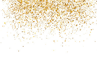 Gold sparkles on white background. 