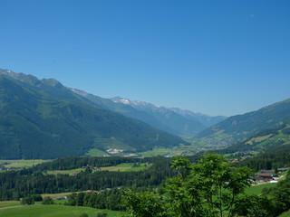Naklejka na ściany i meble Landscape in the Tyrol Alps mountains in Austria, at the ferleiten Park
