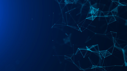 Abstract blue digital background. Big data visualization. Science background. Big data complex with compounds. Lines plexus.