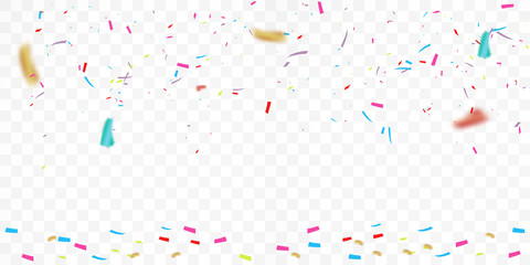 Colorful Bright Confetti Isolated on Transparent Background. Holiday Decorative Falling Shiny Confetti.