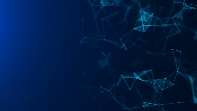 Abstract blue digital background. Big data visualization. Science background. Big data complex with compounds. Lines plexus.