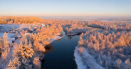 Fototapeta na wymiar Vivid winter sunrise