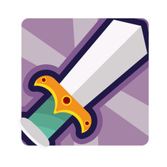 Vector cute sword icon colorful isolated