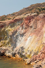 colorful volcanic cliff on Milos island, Greece