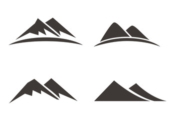 Set of mountain vector illustration with simple black and white design suitable for icon/sign or logo template 