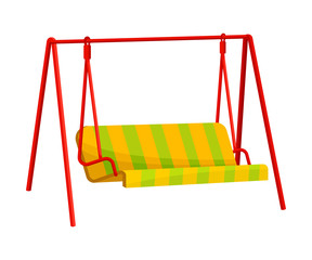 Country swing on a metal support. Vector illustration on white background.