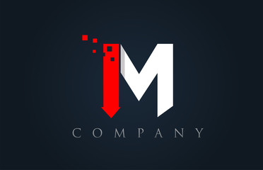 M red white blue alphabet letter logo company icon design