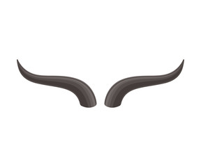 Pair of black horns. Vector illustration on white background.