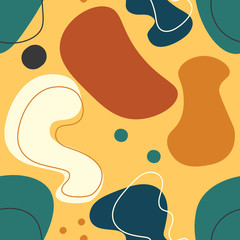 Modern abstract seamless pattern of geometric shapes and elements. Colorful trendy seamless pattern