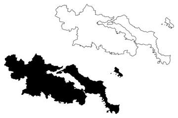 Central Greece Region (Greece, Hellenic Republic, Hellas) map vector illustration, scribble sketch Central Greece map