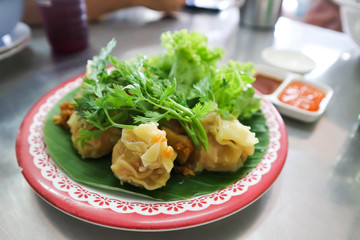 Chinese snacks, rice dough enclosing minced meat