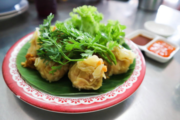 Chinese snacks, rice dough enclosing minced meat