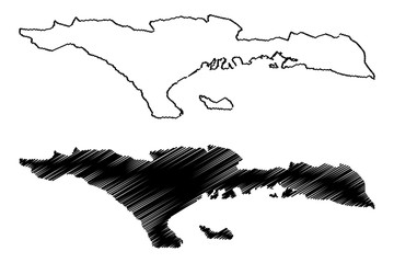 Sud department (Republic of Haiti, Hayti, Hispaniola, Departments of Haiti) map vector illustration, scribble sketch Sud map....