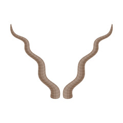 Long wavy horns. Vector illustration on white background.