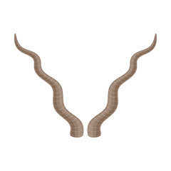 Long wavy horns. Vector illustration on white background.
