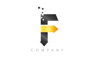 F black yellow gold blue alphabet letter logo company icon design