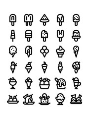Minimal style icons of ice cream